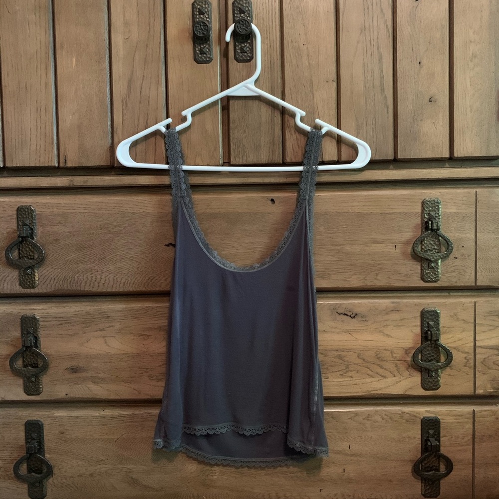 Plain dark gray tank with lace detailing